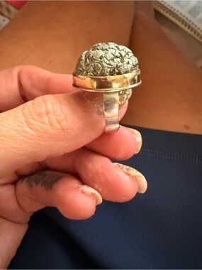 Jamie Joseph Sterling Silver and 14k Gold Pyrite Dome Statement Ring